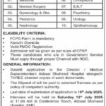 Abbasi Shaheed Hospital Announces FCPS-II Training Program for 2025