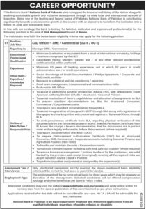Career Opportunity at National Bank of Pakistan: CAD Officer – SME / Commercial (Bannu)