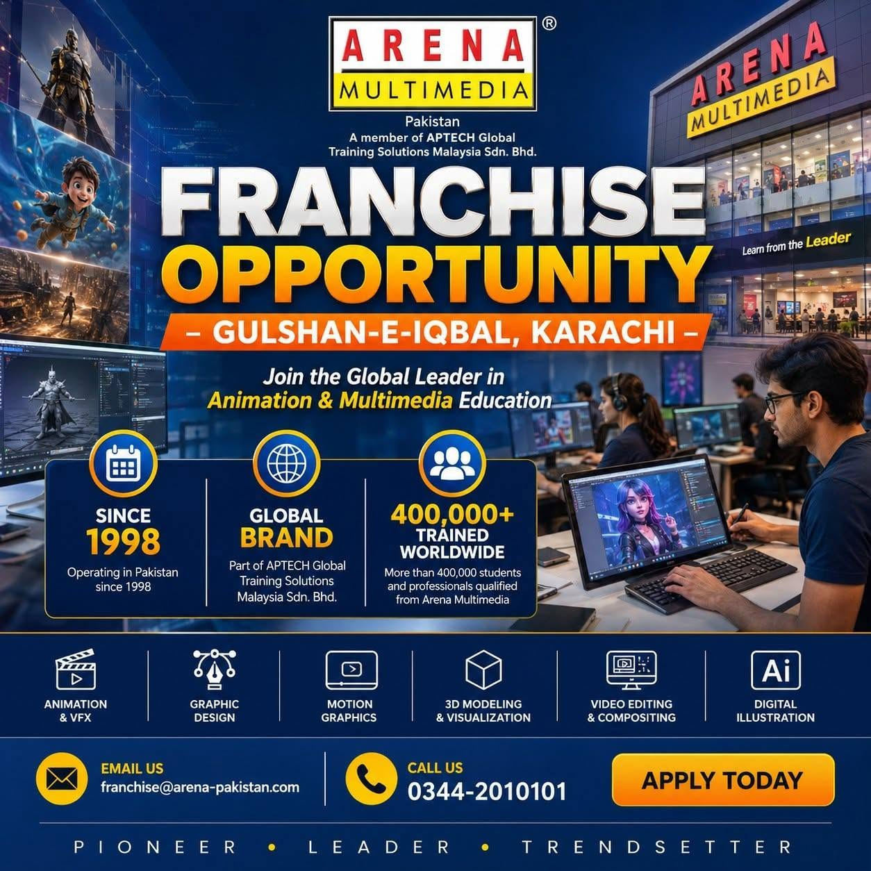 Arena Multimedia Franchise Opportunity in Gulshan-e-Iqbal, Karachi