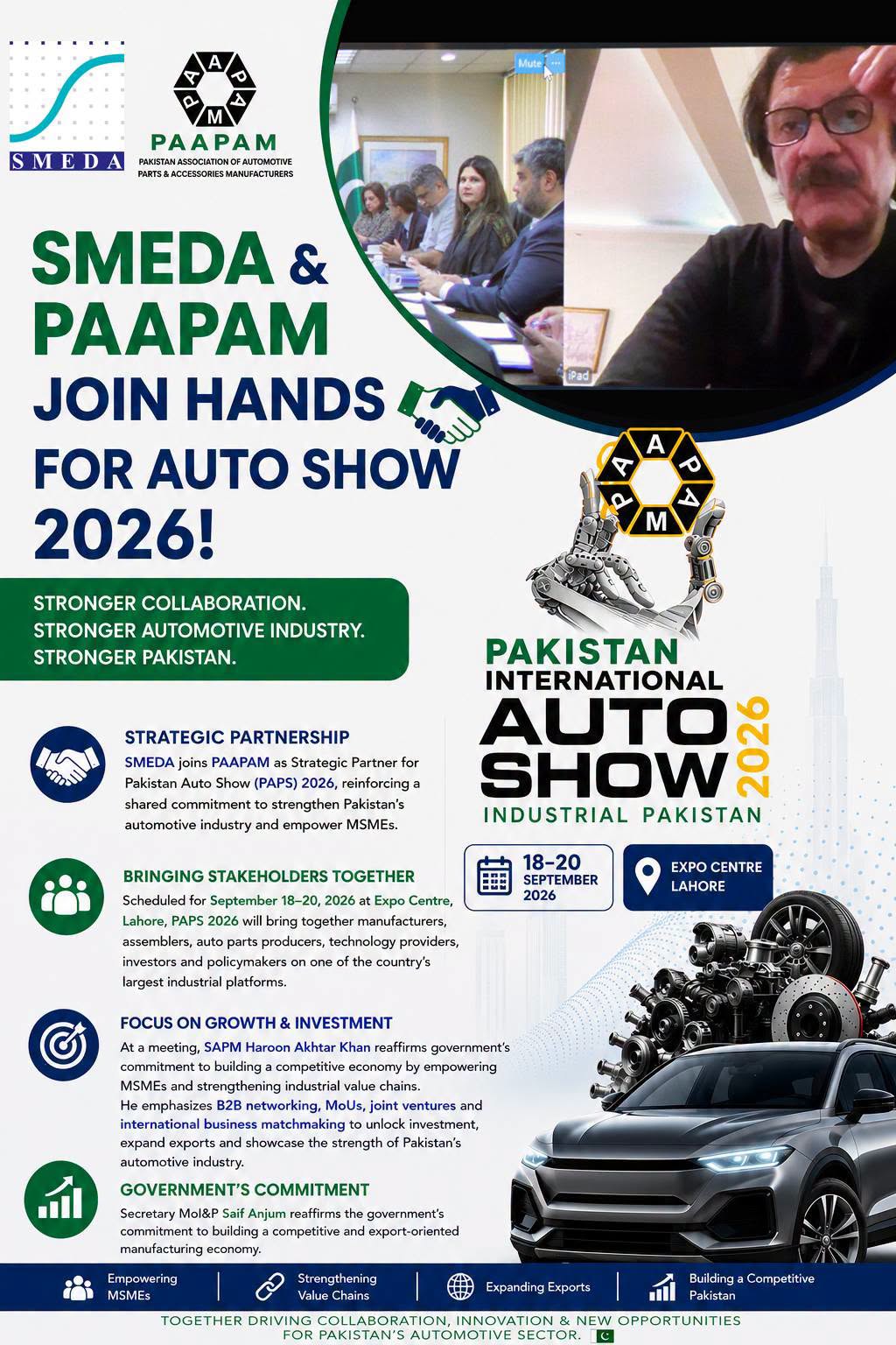 Pakistan International Auto Show 2026 in Lahore, 18–20 September